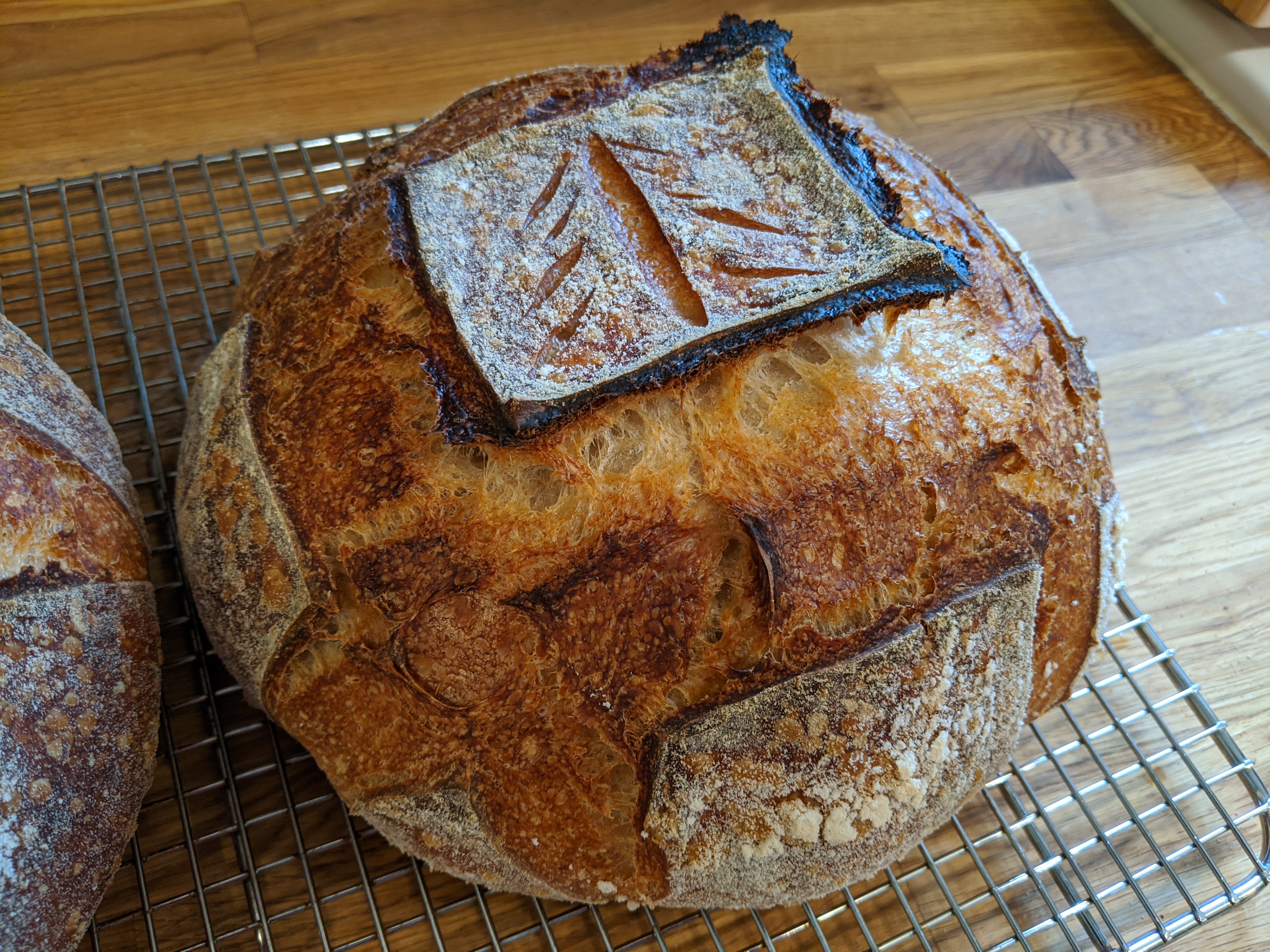 a loaf of bread with a box score and a christmas tree drawn on it