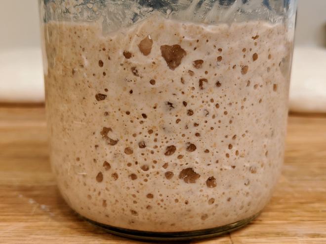 a jar of mature sourdough starter
